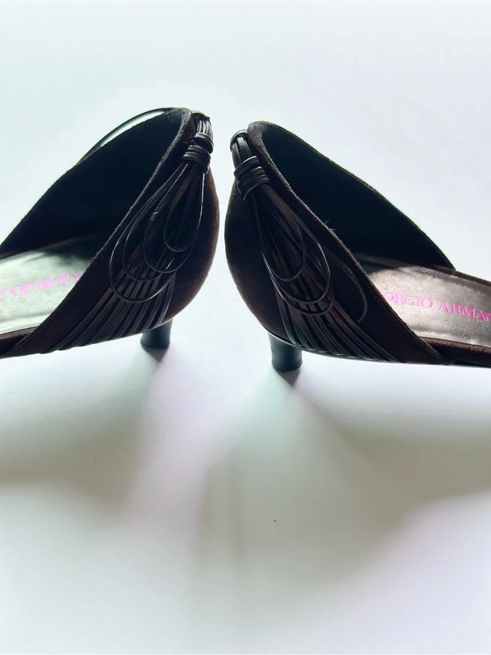 Giorgio Armani Vintage Suede Brown D’Orsay Pump Heels